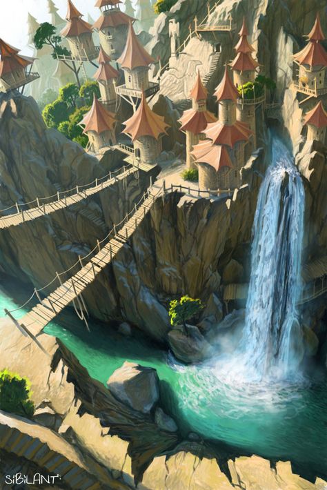 Fantasy Village, Art Of Animation, Landscape Concept, Fantasy City, Fantasy Setting, Fantasy Places, Environment Design, Environment Concept Art, Fantasy Inspiration