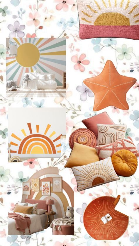 Pastel colors, based around the sunset and oranges 🌅 Sunset Bedroom, Bedroom Makeovers, Pastel Sunset, Room Stuff, Sunset Colors, Room Aesthetic, The Sunset, Dream Room, New Room