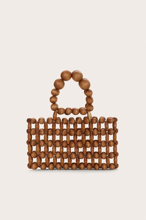 CULT GAIA CORINA BAG IN CHESTNUT Wood Bag, Bamboo Bag, Woven Wood, Pearl Bag, Belt Jewelry, Swimming Bag, Box Clutch, Beaded Bag, Top Handle Handbags