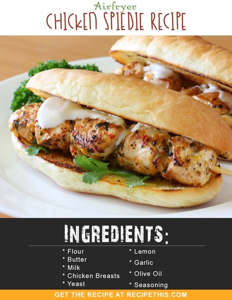 Airfryer Recipes | Airfryer Chicken Spiedie Recipe from RecipeThis.com Smartpoints Recipes, Lunch Healthy, Calorie Meals, Chicken Sandwiches, Smart Points, Kebabs, Wrap Sandwiches, Quesadillas, Weight Watchers Meals