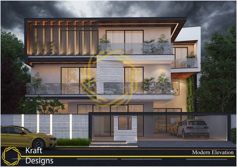 luxury residence by #kraftdesigns Luxury Facade Design, Luxury Facade, Modern Luxury Villa, Boundary Wall, White Siding, Luxury Residence, Mandir Design, Best Modern House Design, Compact House