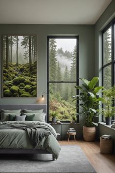 #BEAUTY, #RELATIONSHIPS #Fashion #Animals #Outfits #Winter Outfits #Animal Grey Wall Color Bedroom, Grey Walls Bedroom Color Schemes, Deep Green Bedroom Ideas, Dark Green And Grey Bedroom, Grey Teen Bedroom, Gray Green Bedroom, Grey Accent Wall Bedroom, Grey Green Bedroom, Bedroom Plants Decor Ideas