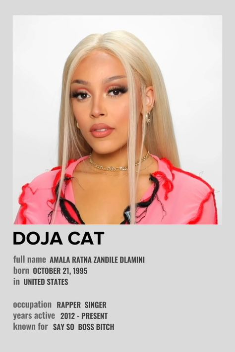 Doja Cat Minimalist Poster, Minimalist Artist Posters, Doja Cat Polaroid, Dona Cat, Singers Posters, Celeb Posters, Doja Cat Poster, Cat Minimalist, Celebrity Posters