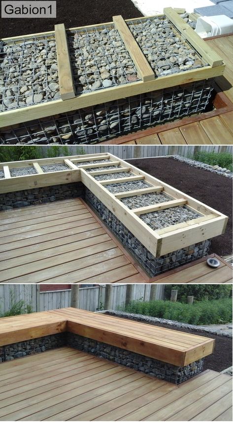 Gabion Seating, Moderne Have, Furniture Construction, Contemporary Garden Design, تصميم داخلي فاخر, Desain Lanskap, Contemporary Garden, Outdoor Gardens Design, Backyard Living