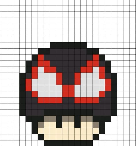 Miles Morales Fuse Beads, Graph Paper Art Spiderman, Miles Morales Pixel Art Grid, Pixel Art Pattern Spiderman, Easy Pixel Art Ideas Cute, Pixel Art Drawings Ideas, Grid Art Ideas, Pixel Art Templates Easy, Miles Morales Dibujo