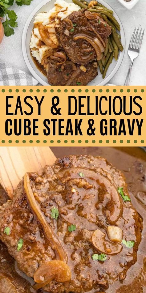 Cubed Steak Recipes Easy, Steak And Gravy Recipe, Cube Steak Crock Pot Recipes, Beef Cube Steak Recipes, Steak On Stove, Cube Steaks, Steak And Gravy, Cube Steak And Gravy, Beef Dinner Recipes