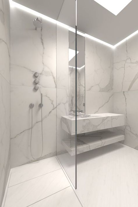 Large format marble/porcelain DiAiSM ATELIERDIA TJANTEK ART SPACE atElIEr dIA ACQUiRe. UNDERSTANDING Bathroom With Marble, Modern Shower Design, Marble Bathroom Designs, Bathroom Inspiration Modern, Bad Inspiration, Bathroom Inspiration Decor, Bad Design, Modern Shower, Contemporary Bathrooms