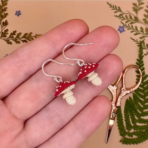 happy friday! here’s some autumn-vibes fly agaric mushroom earrings to see us through until pumpkin spice season 😍🍂🥮 #autumnvibes #fallstyle #fall #autumncolors #autumnjewellery #crochet #crochetjewellery #handmadejewellery #minicrochet #tinycrochet #supportsmallbusiness #microcrochet #crochetersofinstagram #daintyjewellery #cottagecore #cottagecorecrochet #cottagecoregifts #crochetersofetsy #cottagecoreaesthetic #cottagecorejewellery #witchy #witchaesthetic #igcrochet #smallbatch #cottage #m... Micro Crochet Earrings, Fly Agaric Mushroom, Cottagecore Gifts, Cottagecore Jewelry, W.i.t.c.h Aesthetic, Micro Crochet, Fly Agaric, Mushroom Earrings, Pumpkin Spice Season