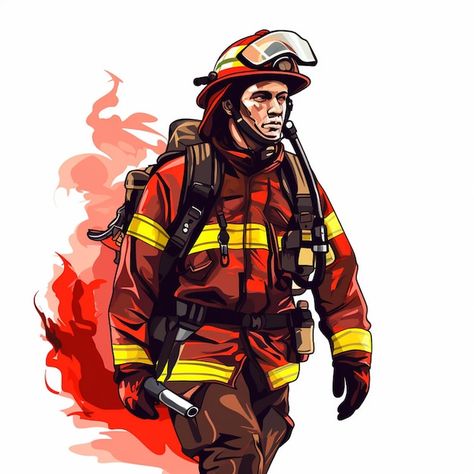 Fireman Drawing, Firefighter Skeleton, Fireman Illustration, Firefighter Illustration, Safety Illustration, Firefighter Drawing, Fireman Art, Batman Comic Cover, Firefighter Art