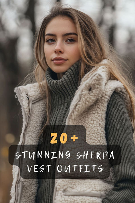 🎯 Ready to elevate your style game with a sherpa vest? These 20 trendsetting outfit ideas will help you create Instagram-worthy looks every time! Get ready to turn heads with these perfectly coordinated ensembles. Click now to unlock your style potential ⭐ #sherpaoutfits #fashiongoals #vestinspiration #winterstyle #ootd #casualchic #streetstyle White Fur Vest Outfit Ideas, White Winter Vest Outfits, Womens Sherpa Vest, How To Style Vest Jacket, Teddy Vest Outfits For Women, Los Gatos Vest Outfit, Tan Puffer Vest Outfits For Women, Light Brown Vest Outfit, North Face Vest Outfits For Women