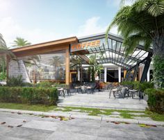 Coffee Shop Building Design, Welcome Center Architecture, Coffee Shop Outside, Rooftop Restaurant Design, Restaurant Exterior Design, Cafe Exterior, Modern Coffee Shop, Restaurant Plan, Zoo Architecture