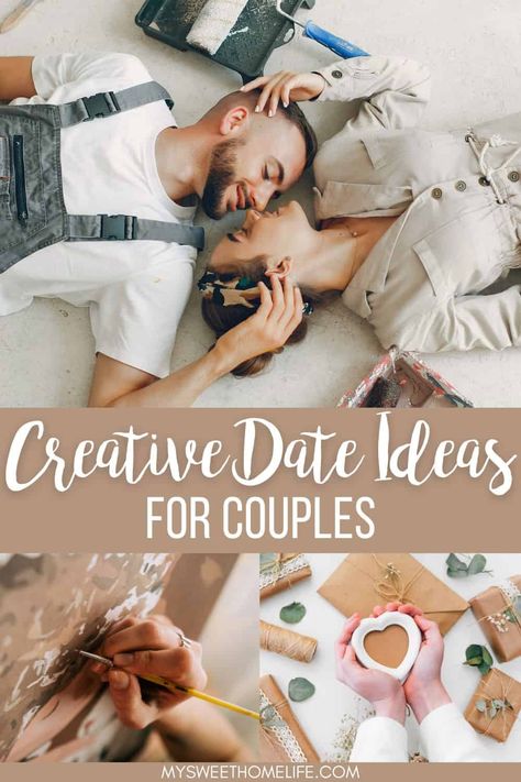 This list of creative date ideas puts the create into date! These 50 creative date ideas cover the range of fun, cheap, at home and out ideas, but are all focused on being creative. Cute At Home Date Ideas Couple, Art Date Night At Home, Date Crafts Ideas, Cute Date Ideas For New Couples, Cute Creative Date Ideas, Craft Dates Ideas, Date Activities At Home, 1st Date Ideas For Adults, Artistic Date Ideas