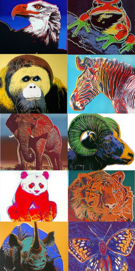 Andy Warhol's Endangered Species Portfolio | ROBIN RILE FINE ART Species Poster, Species Design, Endangered Species Art, Animals Graphic, Andy Warhol Pop Art, Animals Poster, Andy Warhol Art, Warhol Art, Claes Oldenburg