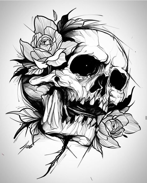 Skull Sketch, Tattoo Dotwork, Crescent Moon Tattoo, Kunst Tattoos, Skulls Drawing, Geniale Tattoos, Skull Illustration, Skull Painting, Skull Tattoo Design