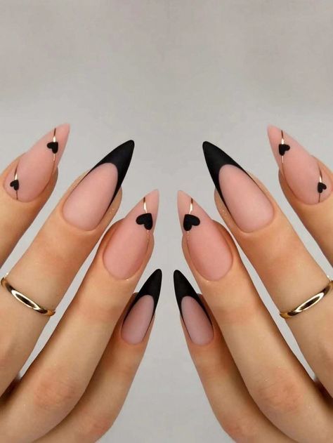 Nails Sharp Almond, Black Matte French Tip Nails, Room Murals, White Stilettos, Black French Tips, Kids Room Murals, Almond Shape Nails, Tip Nails, Nails 2024