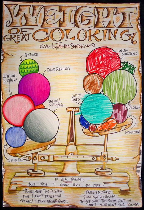 weight of great coloring by tabitha seaton Art Room Posters, Classe D'art, Art Handouts, Art Worksheets, Principles Of Art, Ecole Art, Art Curriculum, Homeschool Art, Tableau Art