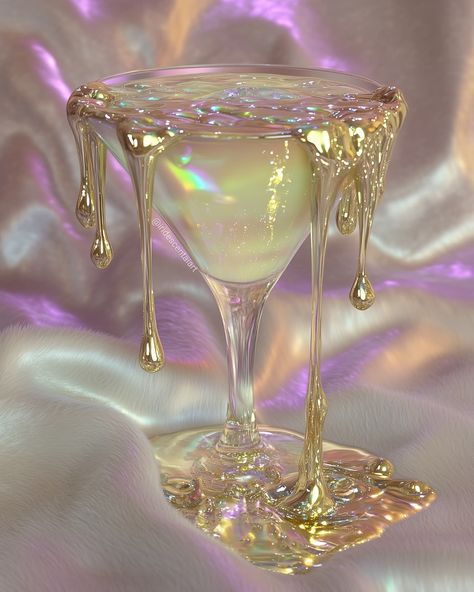 Don't spill 🍸💧 #IridescentAIArt #IridescentArt #Iridescent #Martini Effervescent Aesthetic, Ethereal Wallpaper, Shiny Aesthetic, Iridescent Aesthetic, Glass City, Pink French Nails, Sparkle Wallpaper, Famous Paintings, Classy Tattoos