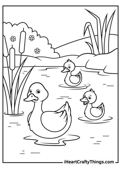 Duck Coloring Pages, Kids Printable Coloring Pages, Family Coloring Pages, Duck Drawing, Free Kids Coloring Pages, Preschool Coloring Pages, Dragon Coloring Page, Spring Coloring Pages, Family Coloring