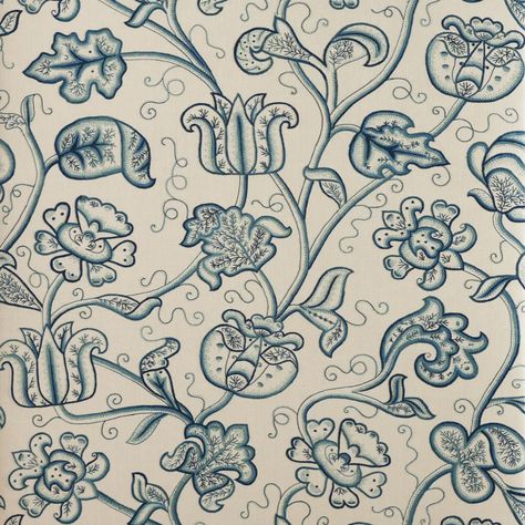 Chelsea Textiles | Arya | Robert Kime | Fabrics Victorian Terrace Living Room, Terrace Living Room, Chelsea Textiles, Robert Kime, 17th Century Fashion, Hues Of Blue, Large Scale Floral, Antique Interior, Table Linen