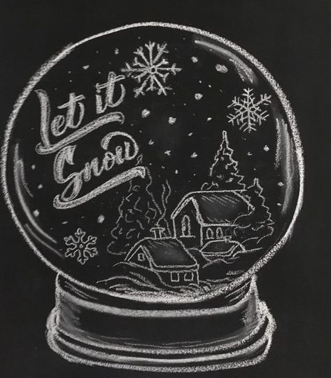 Snowglobe Chalkboard Art, Winter Dry Erase Board Art, Winter Chalkboard Art Ideas, Winter Chalkboard Art, Christmas Chalkboard Ideas, Winter Chalkboard Ideas, Chalkboard Art Ideas, Winter Chalkboard, Fall Chalkboard Art