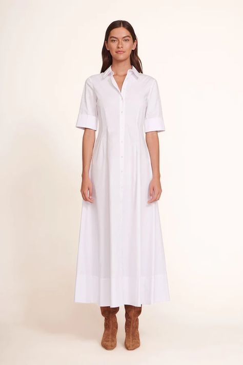 White Poplin Dress, Modest Summer Dresses, Maxi Dress White, Milly Dress, Maxi Shirts, Full Length Dress, Maxi Shirt Dress, Poplin Dress, White Maxi