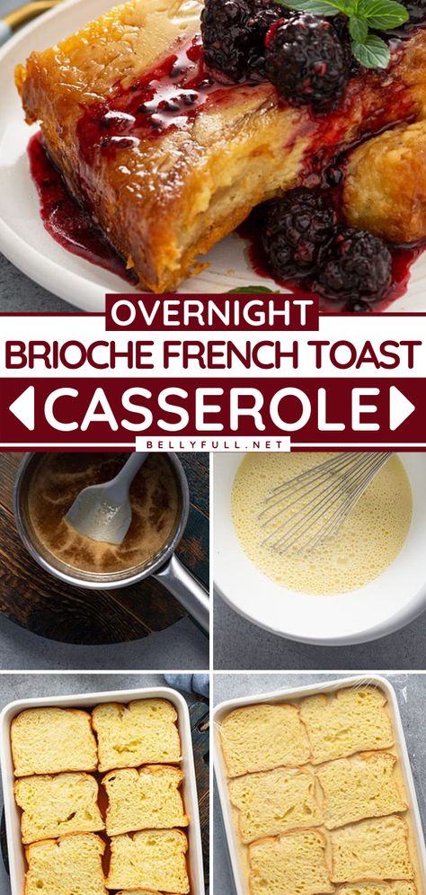 {Overnight} Brioche French Toast Casserole Brioche Baked French Toast Casserole, French Toast On Brioche Bread, Broche Bread French Toast, Easter French Toast Bake, Overnight French Toast Bake Brioche, French Toast Loaf Bake, Christmas Breakfast French Toast Bake, French Toast Bites Casserole, Recipes That Use Brioche Bread