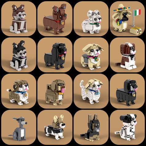 Lego Dog, Mutt Dog, Scary Films, Lego Animals, Lego Activities, Custom Theme, Different Dogs, Fluffy Dogs, Custom Lego