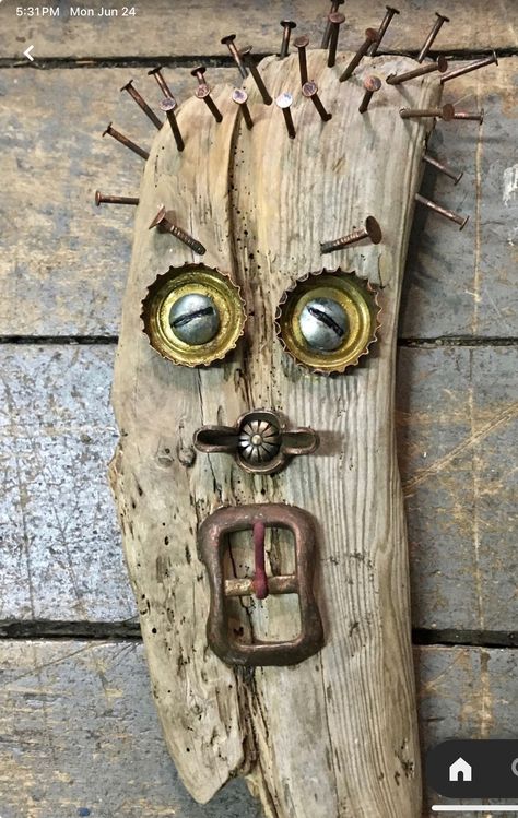 Driftwood Projects, Wood Art Projects, Diy Bricolage, Found Object Art, Driftwood Crafts, Junk Art, Metal Art Diy, Metal Art Welded, Found Objects