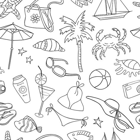 Doodle Style, Beach Collection, Psd Icon, Vector Photo, Summer Time, Premium Vector, Wrapping Paper, Graphic Resources, Vector Images