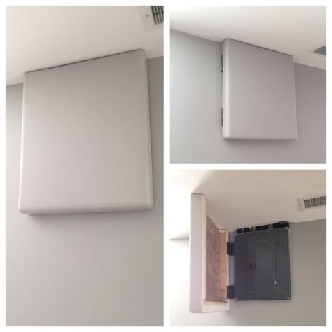 DIY Breaker Box cover Diy Breaker Box Cover, Diy Electrical Box Cover, Hide Breaker Box, Breaker Panel Cover, Hide Electrical Panel, Breaker Box Cover, Fuse Box Cover, Electrical Box Cover, Breaker Box