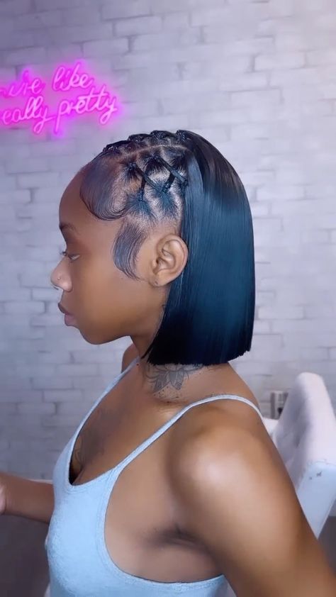 Twist In Front Weave In Back, Criss Cross Quickweave, Crisscross Hairstyle, Braid Quick Weave, Quickweave Hairstyles, Quickweave Bob, Slay Hairstyles, Quick Weave Styles, Quick Weaves