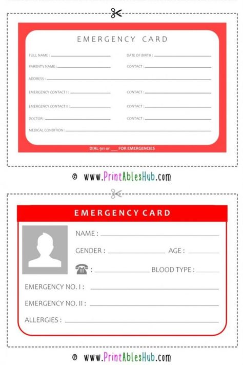 Contact Card Template, Emergency Contact List, Medical Binder, Emergency Binder, Notebook Templates, Emergency Preparedness Kit, Medical Emergency, Contact Card, Card Templates Printable