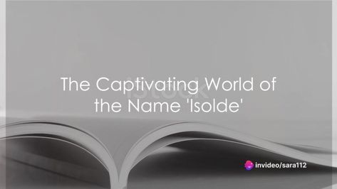 Embark on a poignant journey into the depths of love and longing as we explore the profound meaning and significance behind the name "Isolde" in this captivating video. Rooted in medieval romance and legend, "Isolde" embodies a timeless tale of passion, loyalty, and resilience. Join us as we unravel the poetic nuances and emotive beauty that define this cherished name. From its origins in Celtic mythology to its enduring resonance as a symbol of undying love and devotion, "Isolde" evokes a sense Medieval Romance, Undying Love, Celtic Mythology, Female Names, Unique Characteristics, Names With Meaning, Inner Strength, The Meaning, Meant To Be