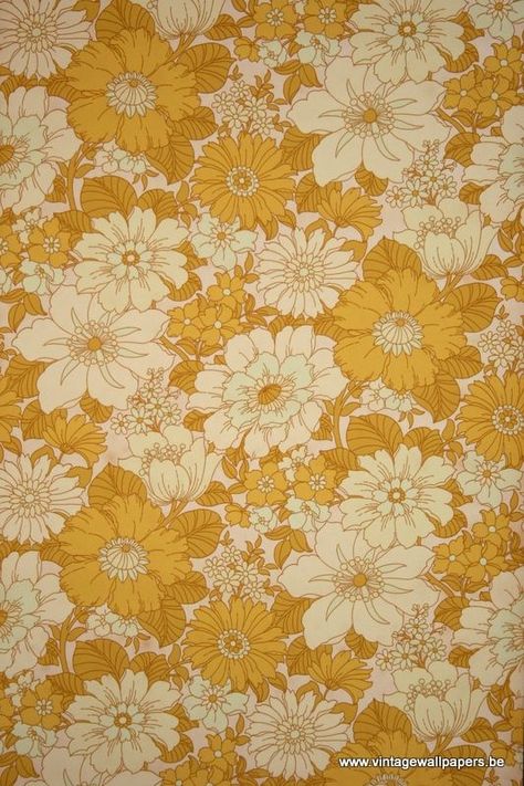 ochre floral Ideas For Wallpaper, Wallpaper Vinyl, Vintage Phone, Vintage Floral Wallpapers, Wallpaper For Sale, Vintage Phones, 70s Floral, The Sixties, For Wallpaper