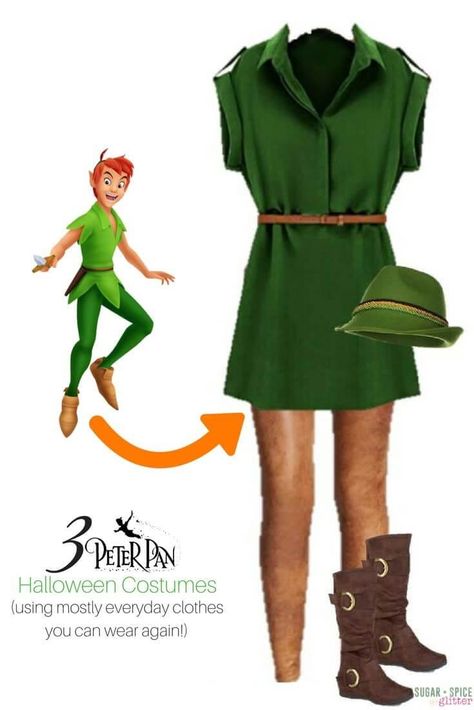 Peter Pan costume for women using everyday clothes - Disneybounding Peter Pan Peter Pan Costume For Women, Peter Pan Girl Costume, Diy Peter Pan Costume, Disfraz Peter Pan, Peter Pan Outfit, Costumes Faciles, Peter Pan Costumes, Peter Pan Costume, Cosplay For Women