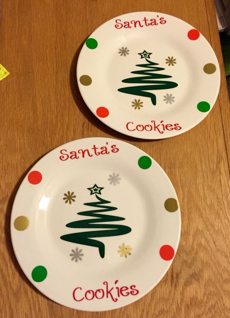 More Santa's cookies plates using different colors of vinyl Cricut Christmas Santa Plate, Santas Cookies Plate Svg, Personalized Santa Cookie Plate, Vinyl Santa Cookie Plate, Santa Plates, Santa’s Cookies Plate, Cookies For Santa Plate, Santa Plate, Etsy Shop Names