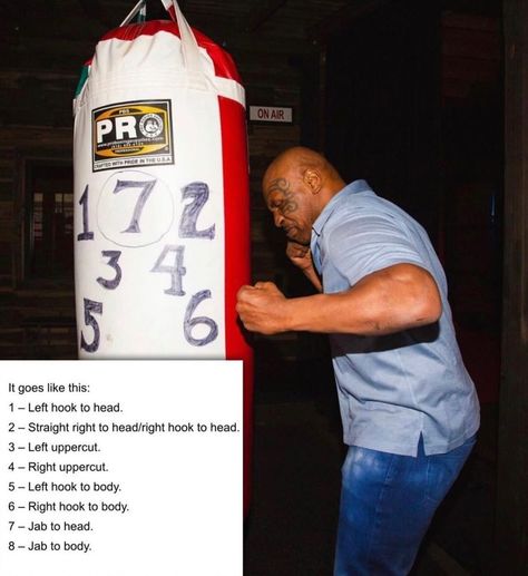 Mike Tyson | Boxing | Fan Page on Instagram: “Cus D'Amato came up with a punch combination system for Mike Tyson that would help him become not only the youngest heavyweight champion of…” Boxing Punches Numbers, Mike Tyson Workout Routine, Mike Tyson Shadow Boxing, Karate Blocks, Mike Tyson Workout, Mike Tyson Training, Boxing Exercises, 52 Blocks, Boxing Training Routine