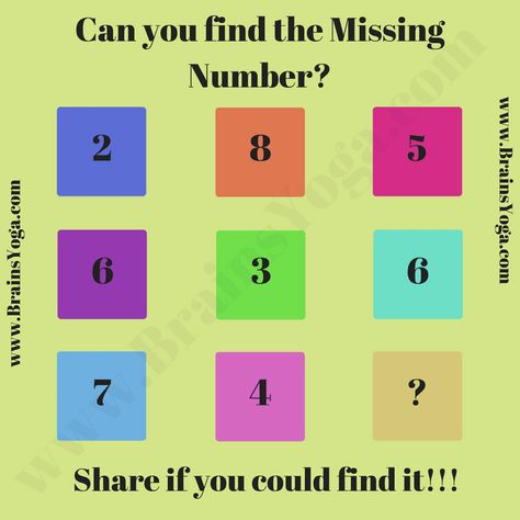 Logical Missing Number Picture Puzzle with Answer-Puzzles Riddles Brainteasers Number Riddles, Math Puzzles Brain Teasers, Fun Puzzles Brain Teasers, Logic Questions, Find The Missing Number, Funny Brain Teasers, Sequence Pattern, Brain Teasers Riddles, Brain Teasers With Answers