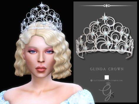 Glinda Crown – @glitterberrysims on Tumblr Sims 4 Glinda Cc, Wicked Sims 4 Cc, Sims 4 Cc Crown, Glinda Crown, Royalty Crown, Wicked Movie, Royal Furniture, Pelo Sims, Desired Reality