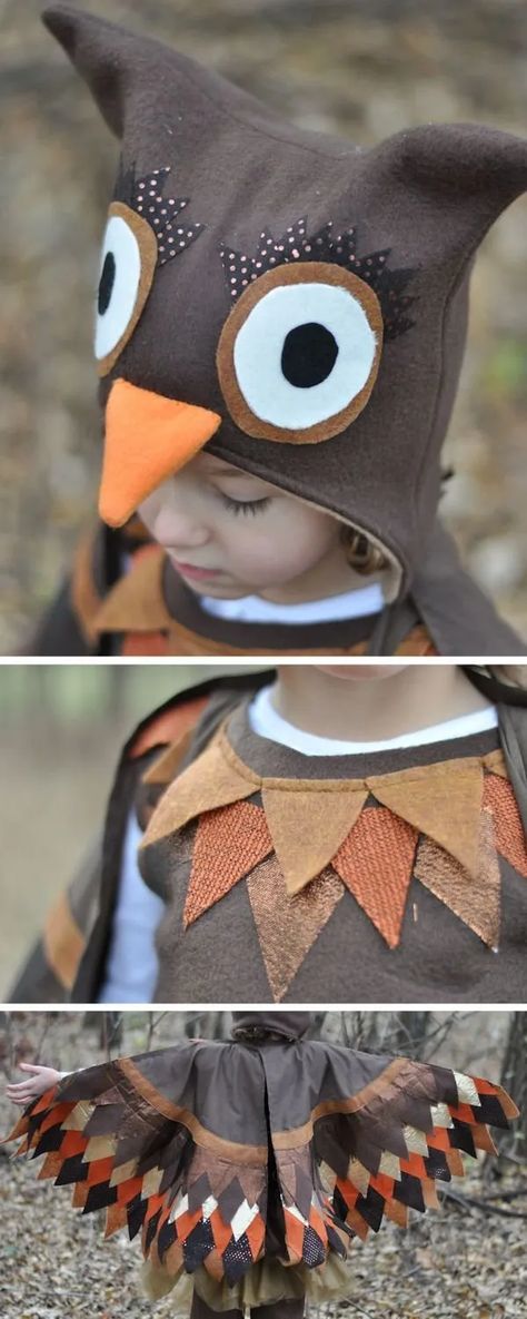 Owl Halloween Costumes, Creative Halloween Costumes Diy, Owl Halloween, Owl Costume, Easy Diy Costumes, Bird Costume, Diy Halloween Costumes For Kids, Homemade Halloween Costumes, Homemade Costumes