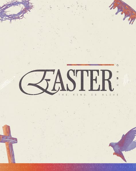 Easter. The king is alive! - Sunday Social Easter Sermon Graphic, Easter Graphic Design, Easter Flyers, Sermon Graphics, Christian Graphics, Easter Graphics, Modern Church, Church Graphics, Graphic Design Flyer