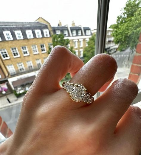 Elongated cushion cut five stone engagement ring By @jessiethomasjewellery 😃✨ Vintage Elongated Cushion Engagement Ring, Elongated Cushion Engagement Ring Thick Gold Band, 2024 Engagement Rings, 5 Stone Engagement Ring, Five Stone Engagement Ring, Elongated Cushion Cut, Personal Jewelry, Elongated Cushion, Cushion Engagement Ring