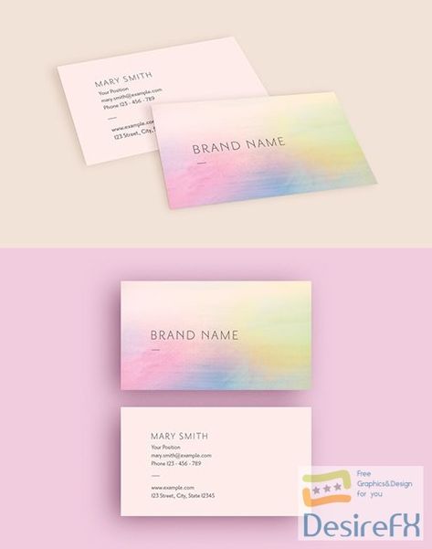 PSDT Business Card Layout with Rainbow Watercolor Gradient 273735504 Business Card Layout, Watercolor Gradient, Social Media Business Cards, Business Cards Layout, Qr Code Business Card, Rainbow Watercolor, Brand Refresh, Business Card Templates, Free Business Card Templates