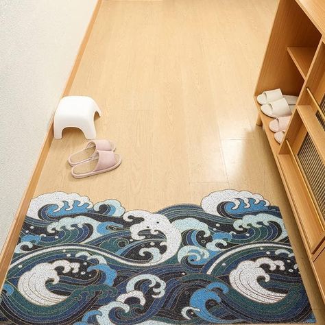 Amazon.com: Blue Wave Entrance Door Mat, Japanese Style Ukiyo-e Doormat, Anti Skid PVC Coil Door Mats, Mat for Home, Washable Entryway Doormat : Patio, Lawn & Garden