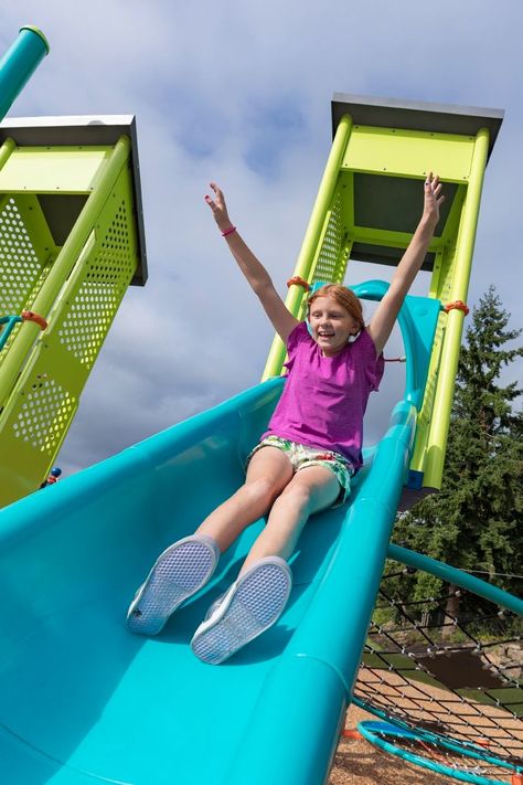 What fun is a playground without a slide?! We offer a wide variety of slides to bring fun, social play, sensory experiences, and more to your play space. #TheWorldNeedsPlay #PlaygroundSlide #CommunityPark #SchoolPlayground Playground Photoshoot Kids, 25 Photoshoot, Beach Carnival, Slide Playground, Playground Pictures, Playground Slides, Playground Slide, Commercial Playground, Commercial Playground Equipment