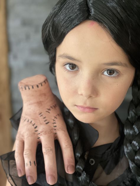 Wednesday Addams Addams Family Halloween costume dress wednesday dance dress thing hand prop Easiest Halloween Costumes, Halloween Costumes For Moms, Costumes For Moms, Wednesday Addams Thing, Addams Family Thing, Thing Hand, Mom Halloween Costumes, Wednesday Addams Costume, Mom Costumes