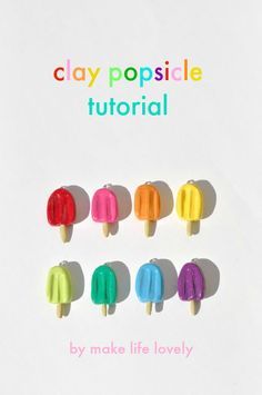 Clay popsicle charms tutorial | Make Life Lovely #sculpeyprojects Easy Clay Jewelry, Clay Popsicle, Aztec Clay, Aztec Jewelry, Cream Necklace, Summer Ice Cream, Diy Summer, Pretty Pendant, Summer Diy