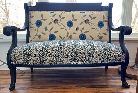 Style An Entryway, Cane Rocking Chair, Victorian Settee, Cowhide Upholstery, Antique Settee, Settee Dining, Upholstered Chairs Fabric, Vintage Settee, Upholstered Settee