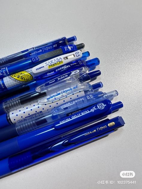 Blue Pens Aesthetic, Blue Pen Aesthetic, Aesthetic Stationary, Stationery Aesthetic, School Organisation, Sing Song, Frixion Pens, Pilot Pens, Kawaii School Supplies