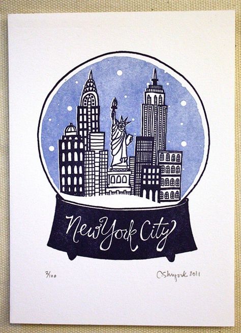 New York Snow Globe, Globe Drawing, Nyc Snow, New York Snow, New York Tattoo, New York Graffiti, Nyc Christmas, I Love Nyc, Empire State Of Mind